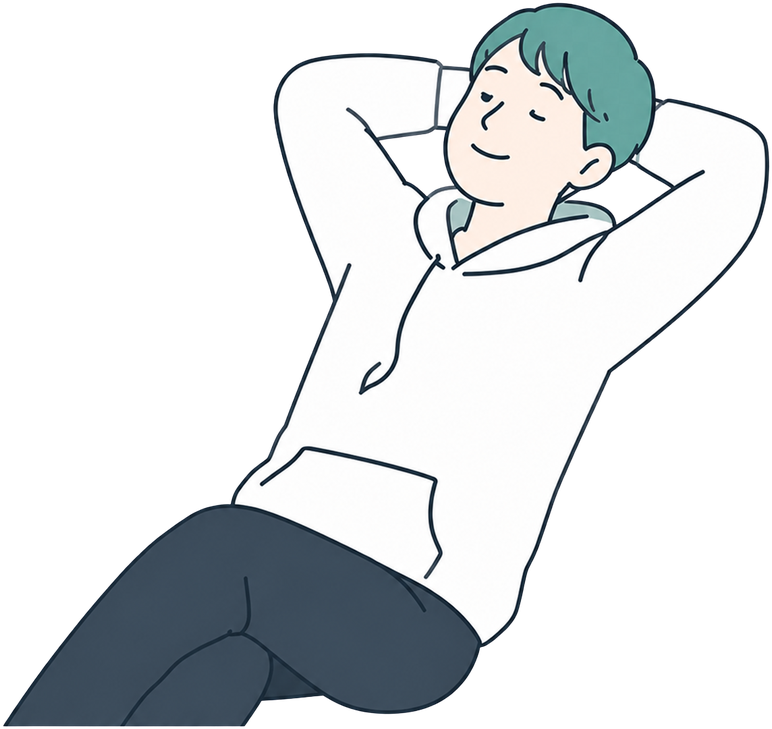リラックスする学生のイラスト